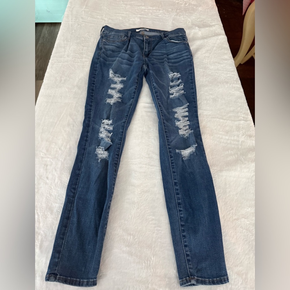 PACSUN Denim Stretch Skinny Distressed Jeggings Jeans 27 - Picture 1 of 8